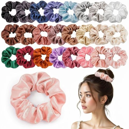 OCATO Silk Satin Scrunchies (24-Pack)