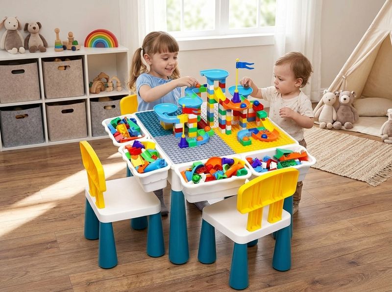 OCATO Kids Activity Table, 152-Piece Marble Run