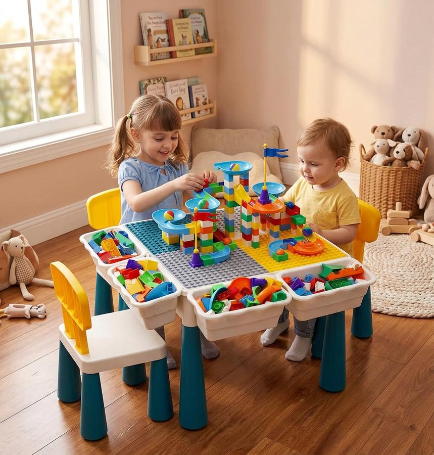 OCATO Kids Activity Table, 152-Piece Marble Run