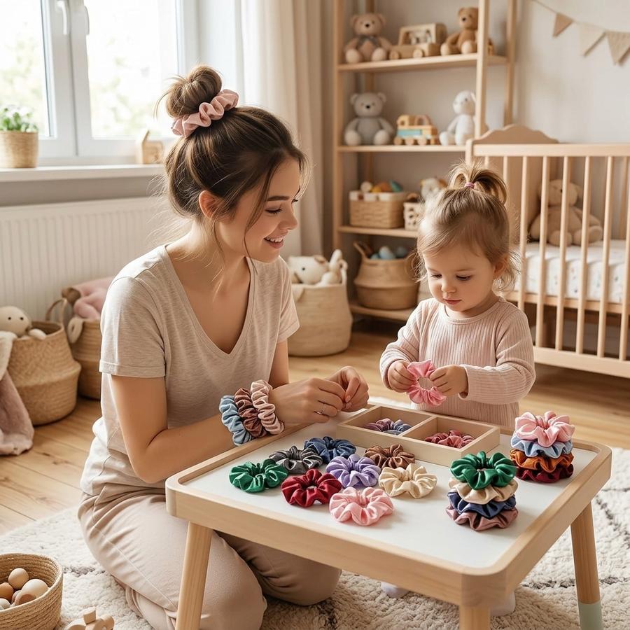 OCATO Silk Satin Scrunchies (24-Pack)